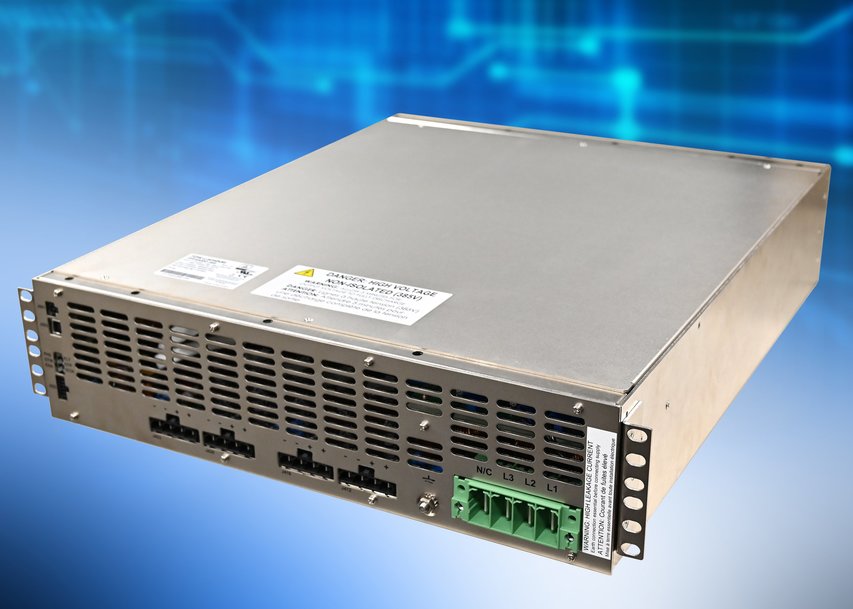 98% efficient, air-cooled 45kW AC-DC power supply provides a 385Vdc input for distributed power systems